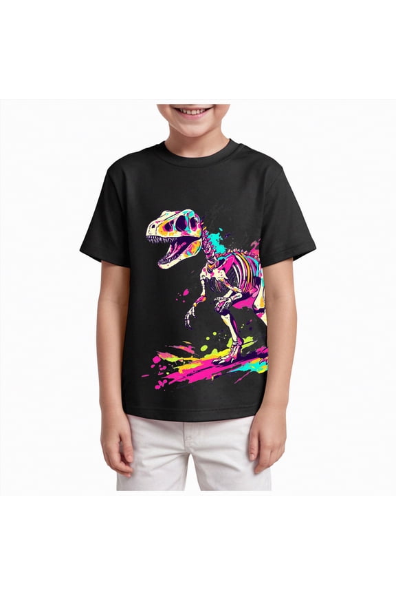 T Shirts for Kids Tie Dye T-Shirt for Adult and Kids, Rainbow Colorful Tie Dye Short Sleeve Shirts for Boys Girls Size 13-14 (Black,13-14 Years)