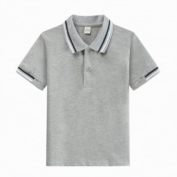 JUMEYU Teen Golf Shirt Boys Printed Polo Shirt Short Sleeve Stylish Moisture Wicking Golf Shirts Size 11-12 (Grey,11-12 Years)