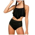 thumbnail image 1 of JUMEYU Teen Swimsuits for Girls Little Girls Two Piece Bikini Set Ruffle Adjustable Summer Beach Bathing Swimsuit Size 9-10 Years (Black,9-10 Years), 1 of 9