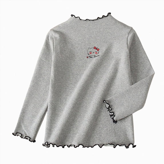 JUMEYU Teens Tops Tees Girls Toddler Long Sleeve Shirt Girl Boy Soft Toddler Tees Baby Girls Long-Sleeve Shirts Size 11-12 (Grey,11-12 Years)