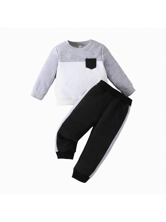 Toddler Baby Boy Fall Winter Outfits Toddler Boy Clothes Shirt + Print Pants 2 Pieces Boy Winter Spring Outfits Set 24 Months 3T 4T 5T 6T 7T 8T (Grey,4-5 Years)
