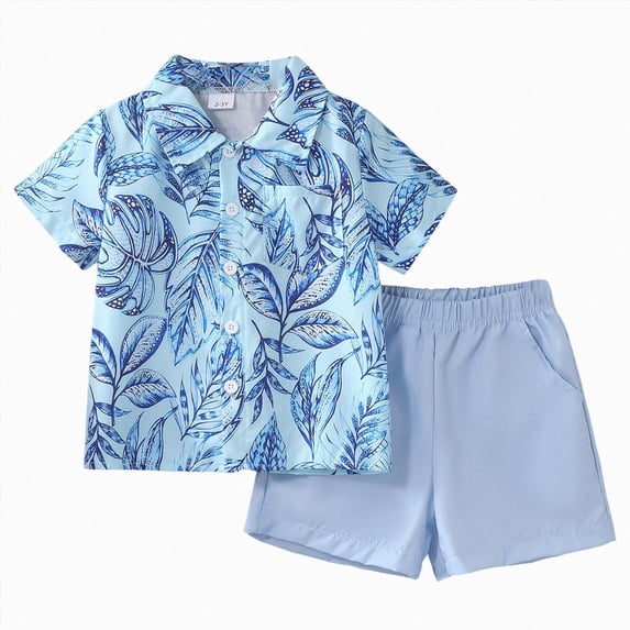 JUMEYU Toddler Boy Beach Outfit Toddler Baby Boy Outfits Shirt Tops and Short Pants Set Summer Boy Clothes 5T 6T (Sky Blue,5-6 Years)