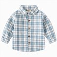 thumbnail image 1 of JUMEYU Toddler Boy Button Down Shirt Long Sleeve Toddler Boys Plaid Print Shirts Button Down Collar Flannel Coat Jacket Kids Baby Casual Outwear Fall Clothes 12 18 Months (Blue,12-18 Months), 1 of 6