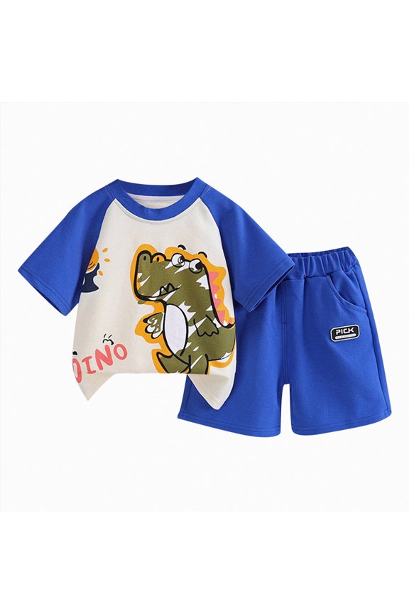 Toddler Boy Clothes Toddler Little Boys Short Sleeve T-Shirt Camouflage Shorts Set Summer Clothes Outfits 4T 5T (Blue,4-5 Years)