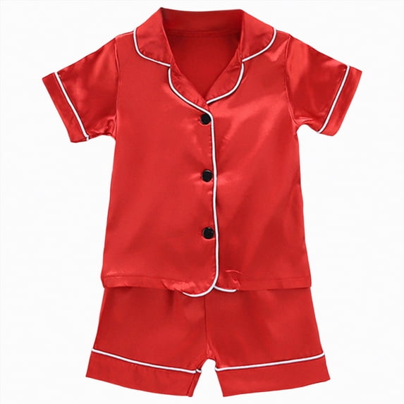 JUMEYU Toddler Boy Pajamas Summer Boys Summer Pjs Kids Short Sleeve 2-Piece Pajamas Set Little Boys Sleepwear 5T 6T (Red,5-6 Years)