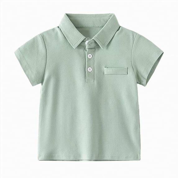 JUMEYU Toddler Boy Polo Shirt Boys School Uniform Short Sleeve Polo Shirt Button Closure 12 18 Months (Green,12-18 Months)