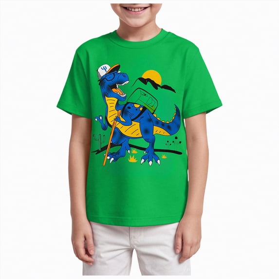 JUMEYU Toddler Boy Shirt Boys Short Sleeve Shirts Kids Summer Crewneck T-Shirts Casual Tops Tees 5T 6T (Green,5-6 Years)
