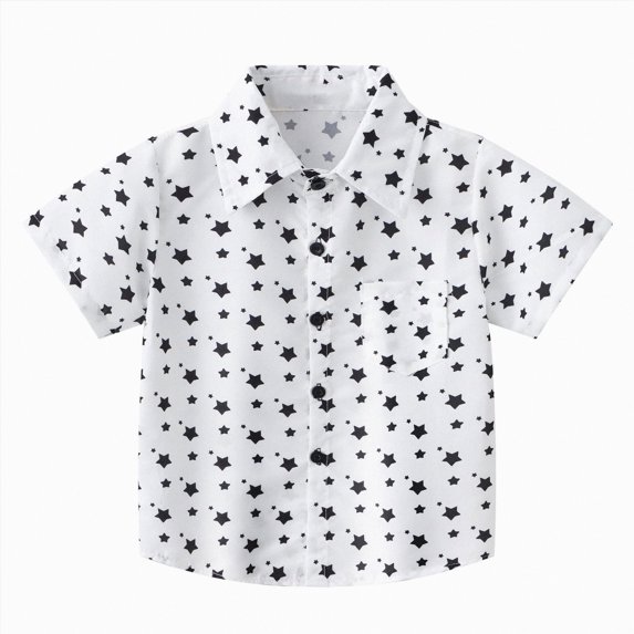 JUMEYU Toddler Boy Shirt Boys Tshirts Kids Tops Button Down Hawaii Shirts Short Sleeve Tropical Shirt Tops for Toddlers 18 24 Months (White,18-24 Months)