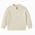 thumbnail image 1 of JUMEYU Toddler Boy Sweater Toddler Boys' Cable Knit Pullover Sweater Long Sleeve Fall Winter Knitwear Sweater Outfit 3T 4T (Beige,3-4 Years), 1 of 8