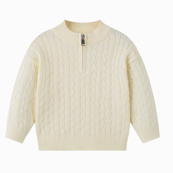 JUMEYU Toddler Boy Sweater Toddler Boys' Cable Knit Pullover Sweater Long Sleeve Fall Winter Knitwear Sweater Outfit 3T 4T (Beige,3-4 Years)