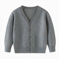 thumbnail image 1 of JUMEYU Toddler Boys Cardigan Sweaters Boys Cardigan Sweater Kids Casual V Neck Button Down Uniform Sweaters 3T 4T (Grey,3-4 Years), 1 of 5