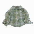 thumbnail image 1 of JUMEYU Toddler Button Down Shirt Kids Outerwear Coats Toddler Boys Shirt Coat Jacket Plaid Long Sleeve Kids Button Tops Outwear 3T 4T (Green,3-4 Years), 1 of 9