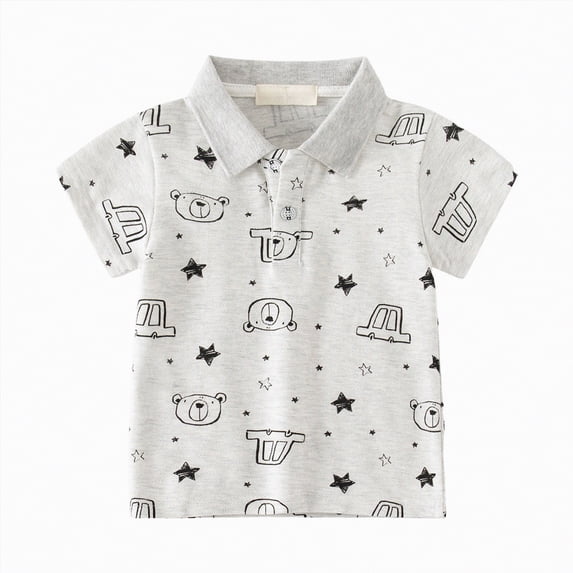 JUMEYU Toddler Dress Shirt Toddler Boys Classic Short Sleeve Polo Shirt Cute Clothes for Girls Baby Summer Shirt Top 4T 5T (Grey,4-5 Years)