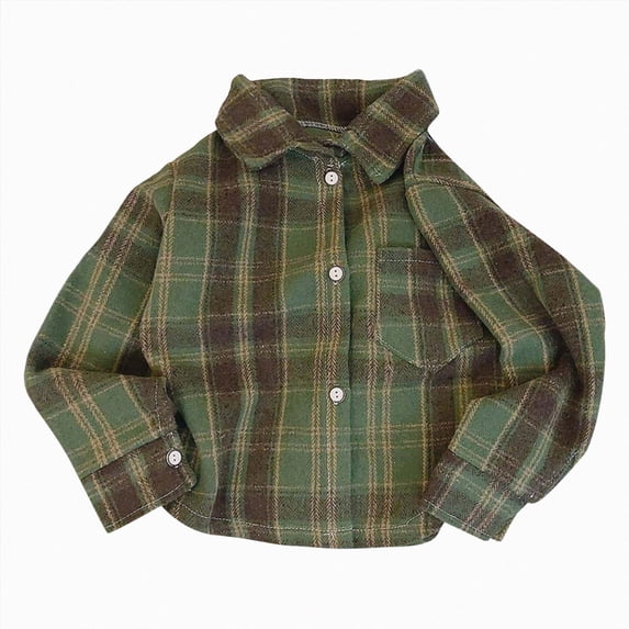 JUMEYU Toddler Flannel Shirt Jacket Plaid Boys Flannel Plaid Button Down Shirt Long Sleeve Chest Pocket 1T 2T (Dark Green,1-2 Years)