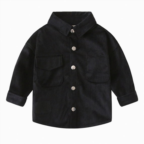 JUMEYU Toddler Flannel Toddler Flannel Plaid Shirt Jacket Button Down T-Shirt Long Sleeve Shirts Tops Baby Boys Jacket Fall 18 24 Months (Black,18-24 Months)