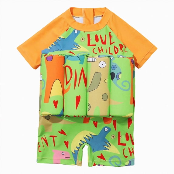 JUMEYU Toddler Float Swimsuit Kids Boys Girls Floatation Swimsuit with Adjustable Buoyancy Baby Float Suit Swim Vest One Piece Swimwear Bathing Suit 4T 5T (Orange,4-5 Years)