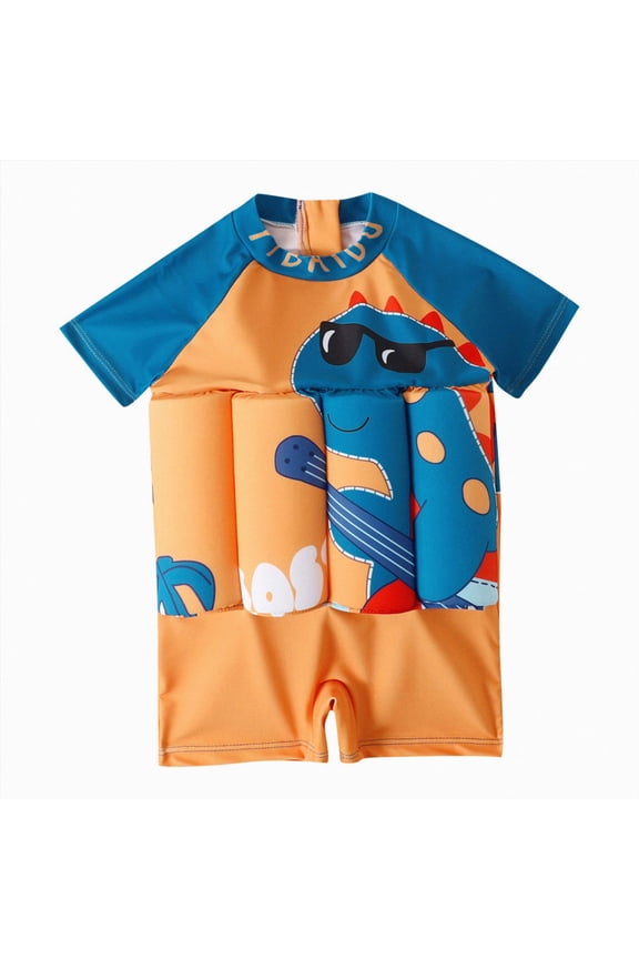 Toddler Floatation Swimsuit Boys One Piece Float Suit with Built-in Floats UPF 50+ Floating Bathing Suit 2T 3T (Orange,2-3 Years)