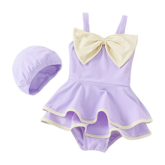 JUMEYU Toddler Girl Bathing Suit Baby/Toddler Girls Ruffle Strap One Piece Swimsuit 4T 5T (Purple,4-5 Years)