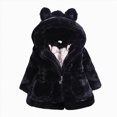 thumbnail image 1 of JUMEYU Toddler Girl Jacket Toddler Fuzzy Hooded Zip-Up Jacket with Bear Ear Detail Winter Coat 18 24 Months (Black,18-24 Months), 1 of 4