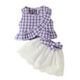 thumbnail image 1 of JUMEYU Toddler Girl Summer Skirt Sets Girls Tank Top and Pleated Skort Outfit Set Little Kid to Little Kid 3 6 Months (Purple,3-6 Months), 1 of 6