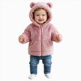 thumbnail image 1 of JUMEYU Toddler Girls Fleece Coat Baby Girls Fuzzy Plush Hooded Jacket Sherpa Zip-Up Front Toddler Coat 3T 4T (Pink,3-4 Years), 1 of 5