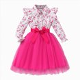 thumbnail image 1 of JUMEYU Toddler Girls Floral Princess Dress Long Sleeve Ruffle Tulle Birthday Party Dress 5T 6T (Hot Pink,5-6 Years), 1 of 7