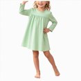 thumbnail image 1 of JUMEYU Toddler Girls Long Sleeve Solid Color Leisure Lounge Dress 4T 5T (Green,4-5 Years), 1 of 9