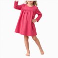 thumbnail image 1 of JUMEYU Toddler Girls Long Sleeve Solid Color Leisure Lounge Dress 5T 6T (Red,5-6 Years), 1 of 9