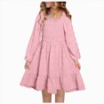 thumbnail image 1 of JUMEYU Toddler Girls Princess Sweet Long Sleeve Cotton Blend Casual Dress 4T 5T (Pink,4-5 Years), 1 of 7