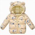 thumbnail image 1 of JUMEYU Toddler Girls Puffer Coats Floral Bear-Ear Hood Puffer Jacket for Girls Zip-Up Winter Coat (Beige,18-24 Months), 1 of 7