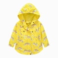 thumbnail image 1 of JUMEYU Toddler Girls Rainbow Print Jacket Hooded with Pocket Cotton Blend Windproof Kids Coat for Winter Sizes 2-9Y (Yellow,2-3 Years), 1 of 4