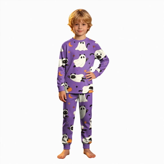 JUMEYU Toddler Halloween Pajamas Girl Boys Soft Baby 2-Piece Pajamas Sleepwear Pjs for Toddler Kids Boy 3T 4T (Purple,3-4 Years)