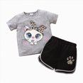 thumbnail image 1 of JUMEYU Toddler Infant Kid Baby Girl Shorts Outfit Short Sleeve Leopard Vest Top Cheetah Print Shorts Summer Clothes Set (Grey,18-24 Months), 1 of 6