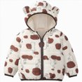 thumbnail image 1 of JUMEYU Toddler Jackets for Girls Printed Puffer Jacket for Baby Bear Ear Hooded Zip-Up Winter Coat (Coffee,3-4 Years), 1 of 9