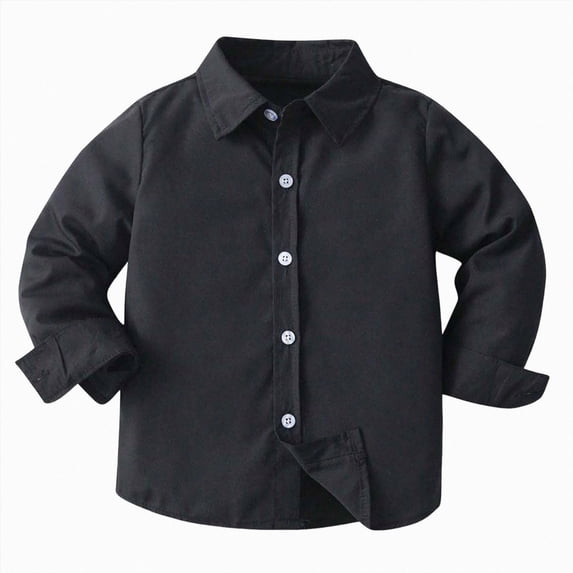 JUMEYU Toddler Long Sleeve Shirt Boy Boys Casual Western Solid Long Sleeve Shirt with Snaps 18 24 Months (Black,18-24 Months)