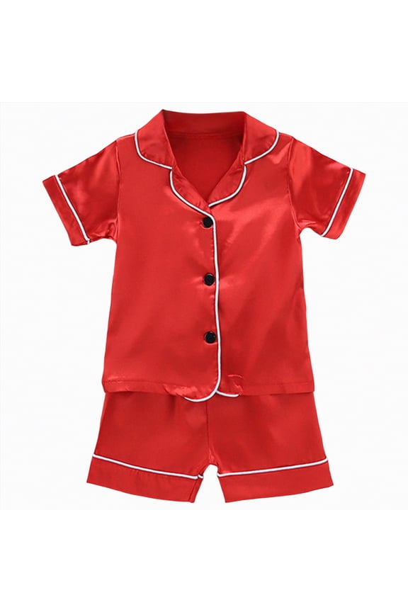 Toddler Pajamas Baby Boys' Pajamas, 2-Piece Short Sleeve Tee and Pants Cotton Pj Set 18 24 Months (Red,18-24 Months)