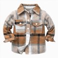 thumbnail image 1 of JUMEYU Toddler Shacket Boy Kids Autumn Winter Coat Toddler Boys Shirt Coat Jacket Plaid Long Sleeve Kids Button Tops Outwear 4T 5T (Coffee,4-5 Years), 1 of 3