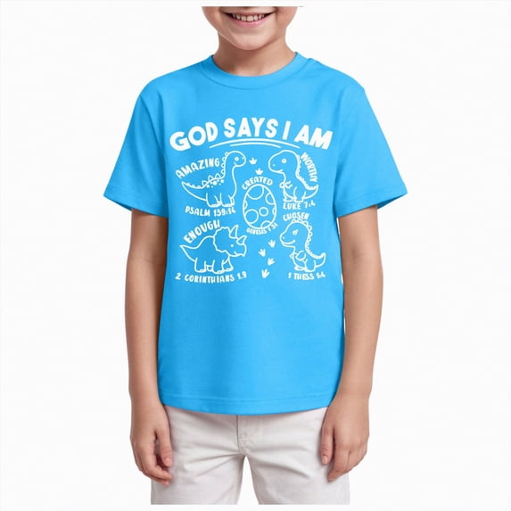 JUMEYU Toddler T Shirts Boys Toddler Boy Short Sleeve Tshirt Summer Cotton Casual Graphic Crewneck Tee Shirts Size 9-10 (Sky Blue,9-10 Years)