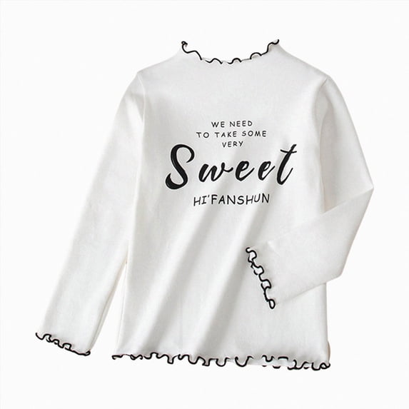 JUMEYU Toddler Tees Girls Girls Long Sleeve Shirts Basic Girls Clothes Kids Crew Neck Lined T-shirts Warm Winter 3T 4T (White,3-4 Years)