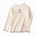 thumbnail image 1 of JUMEYU Toddler Tops Tees Toddler Girl Long Sleeve Shirt Tops Tees Puff Round Neck Rib Kids Tshirt 2T 3T (Beige,2-3 Years), 1 of 8