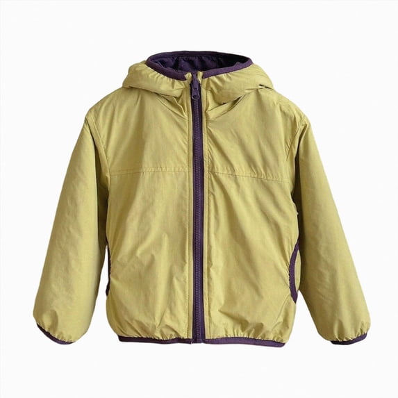 JUMEYU Toddler Winter Coaat Fleece-Lined Hooded Windbreaker Jacket for Boys Lightweight Zip-Up Coat (Yellow,2-3 Years)