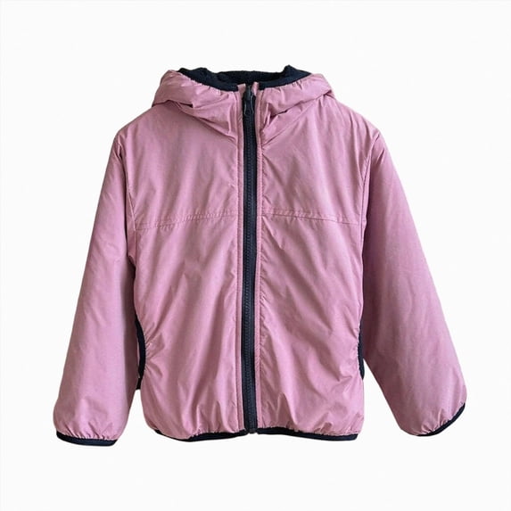 JUMEYU Toddler Winter Jackets Fleece-Lined Hooded Windbreaker Jacket for Boys Lightweight Zip-Up Coat (Pink,3-4 Years)