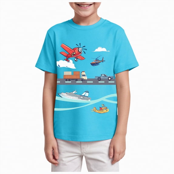 JUMEYU Tshirt Boys Boys Plain Basic Tees Solid Short Sleeve Crewneck T Shirts Teen Boys Summer Clothes Size 13-14 (Sky Blue,13-14 Years)