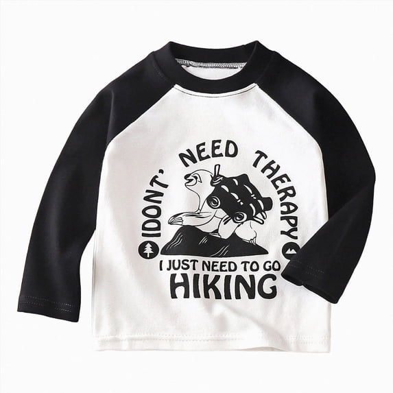JUMEYU Tshirt Kids Toddler Baby Boys Fall T-Shirts Casual Tops Kids Long Sleeve Crewneck Letter Print Loose Fit T-shirt Size 7-8 (Black,7-8 Years)