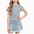 thumbnail image 1 of JUMEYU Tshirts for Kids Girls Tops for Girls Short Sleeve Shirt Girls Summer Tops Square Neck Slim Fit Tops Basic Tee Size 7-8 (Grey,7-8 Years), 1 of 8