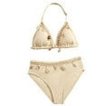 thumbnail image 1 of JUMEYU Tween Bathing Suits Girls' UPF 50 Beach Sport Halter Tankini 2-Piece Swimsuit Size 9-10 Years (Beige,9-10 Years), 1 of 6