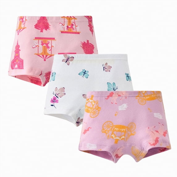 JUMEYU Underwear Girls Toddler Underwear Girls Panties Kids Briefs Comfortable Soft Cute Pattern 3 Packs 2T 3T (Blue,2-3 Years)