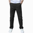 thumbnail image 1 of JUMEYU Uniform Pants for Boys Straight Leg Elastic Waist Pull-On Slim Fit Dress Pant Toddler Kids Boy Back to School Clothes 3T-14T (Black,3T 4T), 1 of 5