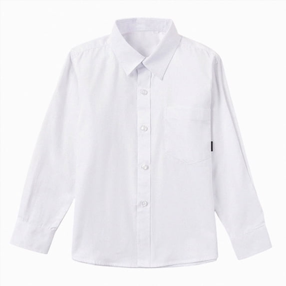JUMEYU Uniform Shirts for Boys Boys Long Sleeve Dress Shirts Button Down Uniform Shirt Kids School Formal Wear Size 17-18 (White,17-18 Years)