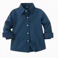 thumbnail image 1 of JUMEYU Uniform Shirts for Boys Long Sleeve Boys' Long Sleeve Dress Shirts Formal Uniform 5T 6T (Navy,5-6 Years), 1 of 5